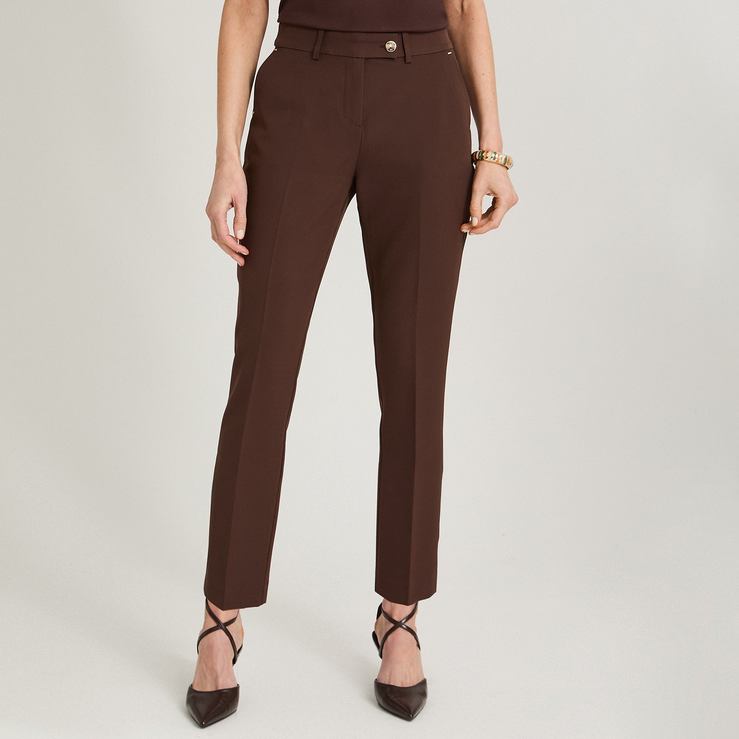 Pantalón Formal Slim un Botón Café